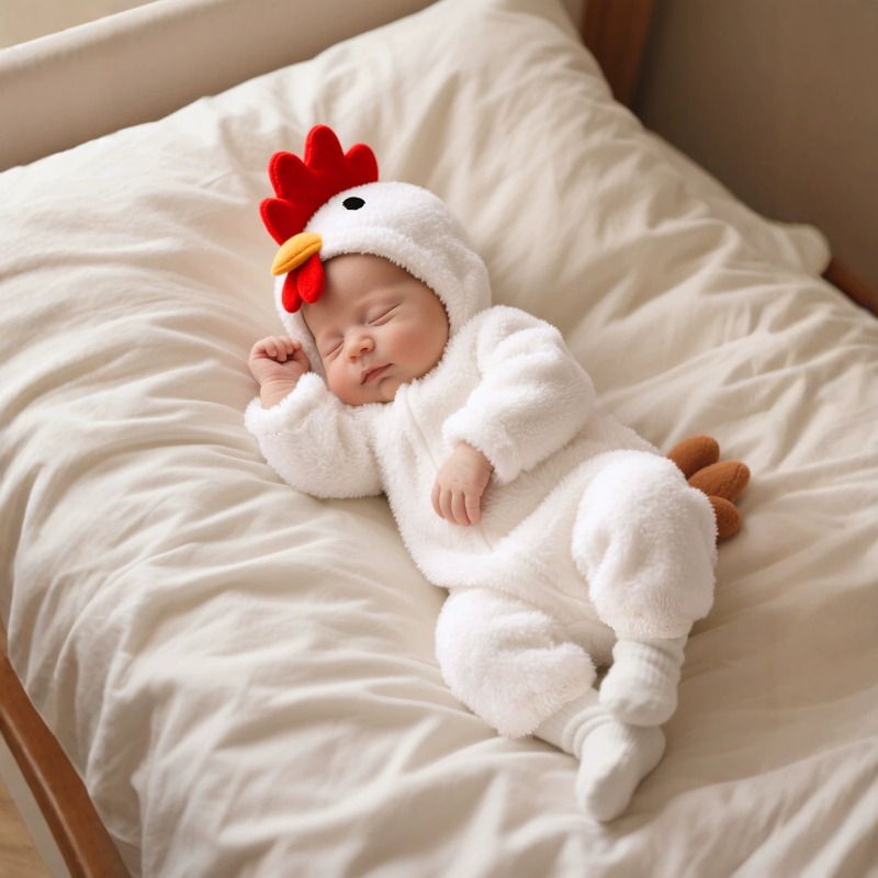 Cotton Baby Onesies Zipper - Белый комбинезон-ромпер для новорожденных с капюшоном,