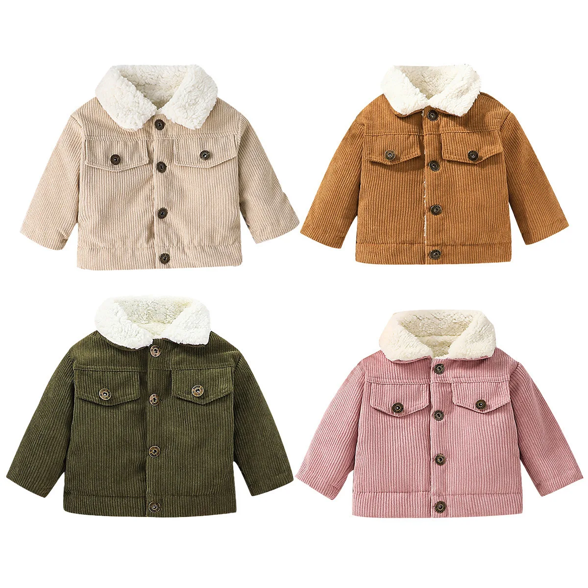 Toddler Boy Winter Fleece Jacket - Детская куртка из вельвета с флисовой